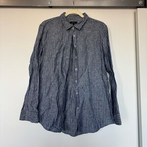 Quince Navy Striped Casual Shirt